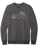 Peace, Love, & Michigan Crewneck Sweatshirt