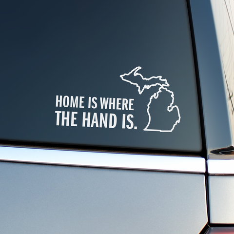 Home is Where the Hand Is White Vinyl Sticker (Pack of 10)