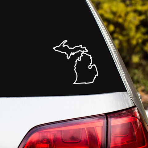 Michigan State Outline White Vinyl Sticker (Pack of 10)