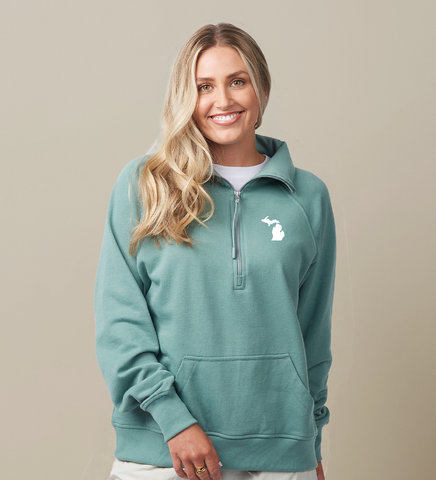Women's Michigan Boxy Half Zip Fleece